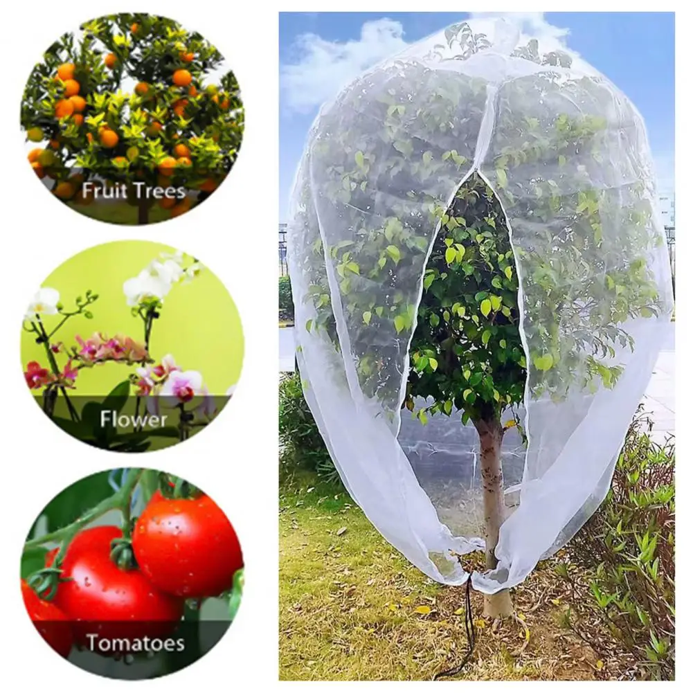 Large Fruit Tree Netting Bag Insect-proof Mesh Cover with Zipper Bird Netting Bag Drawstring Design Garden Netting Bag