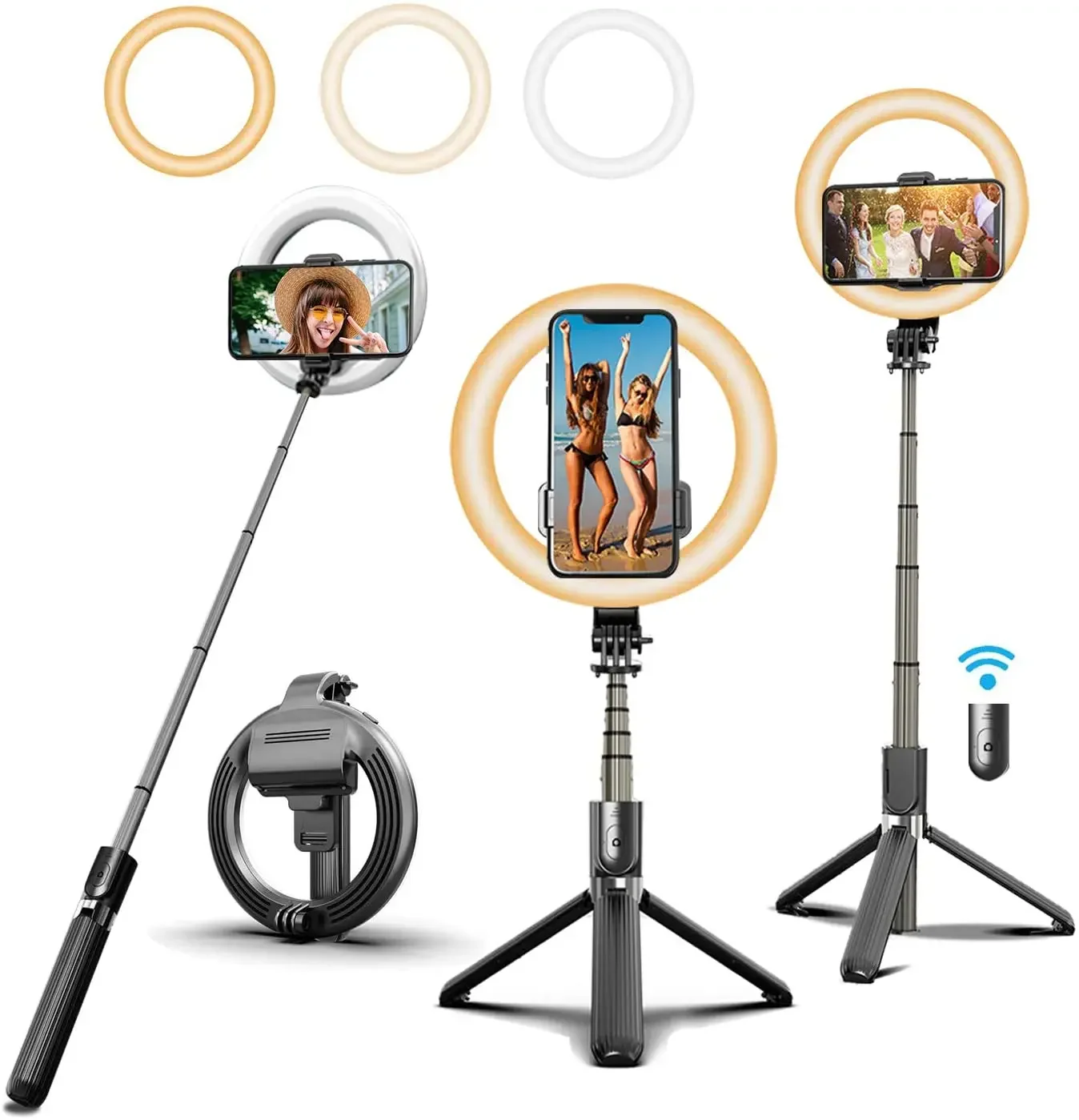 New Hot Sale 6 inch LED Ring Light Selfie Stick with Extendable Tripod Stand L07 Live Stream Fill Light handheld Portable