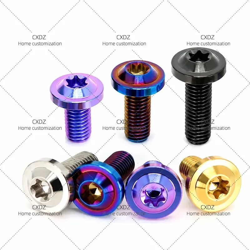 5pcs TC4 Titanium Alloy Screw Flying Saucer Head Big Head Inner Plum Blossom Motorcycle Modification Bolt Anti Theft Screw M4 M5