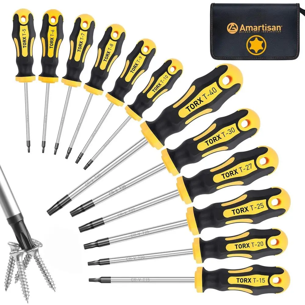 

12-Piece Set of High-Quality Magnetic Torx Screwdrivers, Sizes T5 to T40