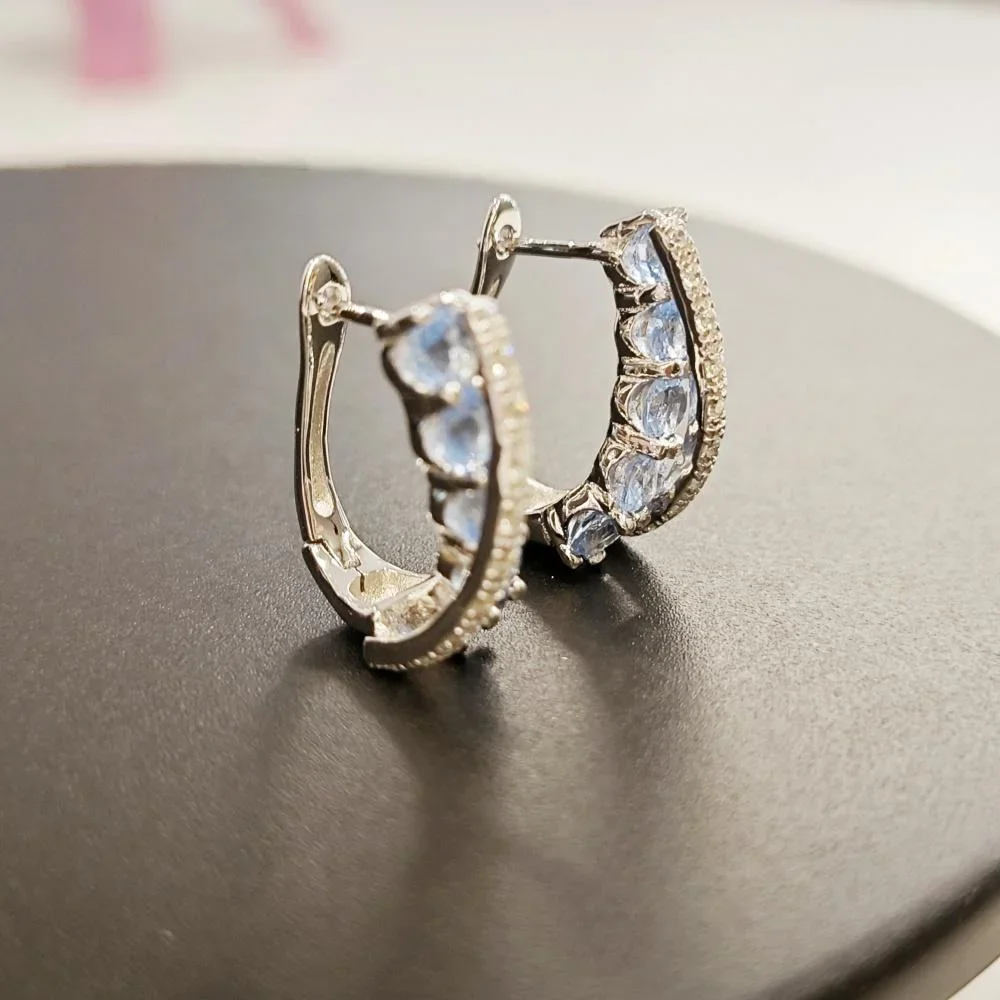 

Синие серьги X-образные серьги-клипсы для женщин 3,5 мм с цирконием, серьги из стерлингового серебра 925 пробы, подарок на день Святого Валентина, модные украшения