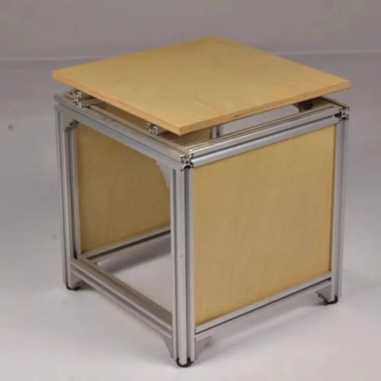 Modern simple aluminum profile sofa side storage small tea table multi-functional low stool shoe changing stool