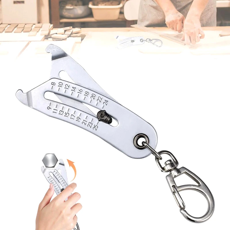 Portable Precise Thread Size Checker Keychain Caliper Gauge Metric Imperial Hexagon Nut Screw Thread Quick Manual Measuring Tool