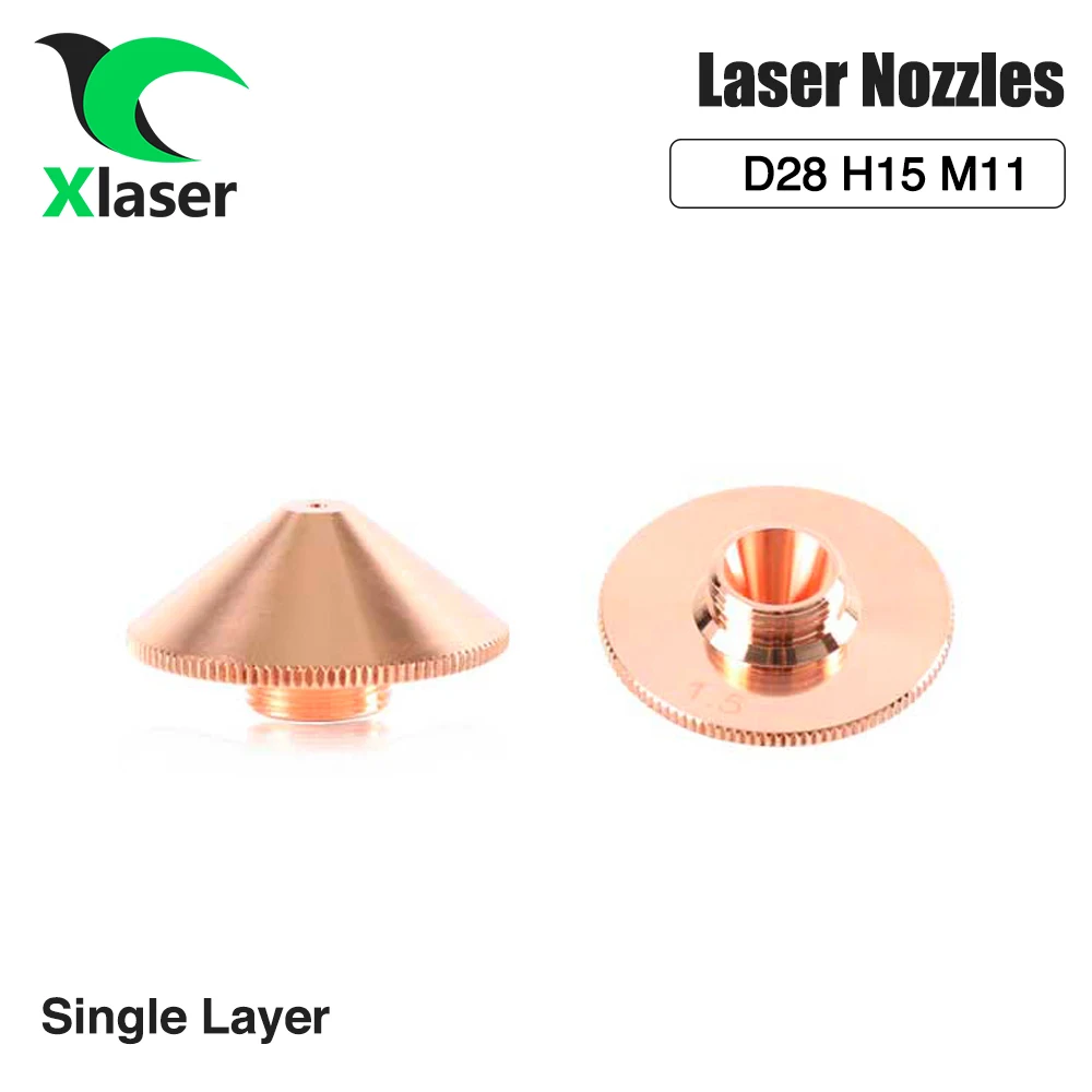 XLaser mulut pipa Dia.28mm M11 H15, kepala pemotong Laser kaliber tunggal/ganda 0.8 - 5.0mm untuk presitec WSX Raytools