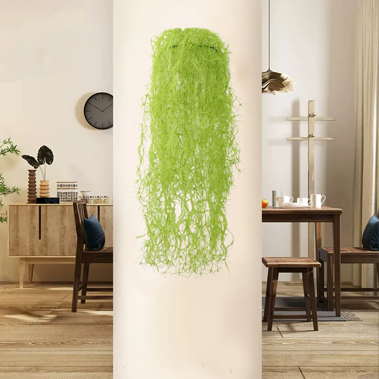 Realistyczny hiszpański Moss Home salon dekoracje biurowe 107 Cm plastikowe wysokiej jakości realistyczne zielone sztuczne wiszące Moss Garland