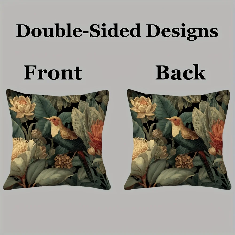 Lush Tropical Bird Foliage Print Pillow cover Cover for Sofa Couch Home Decor Botanical Aesthetic Cushion