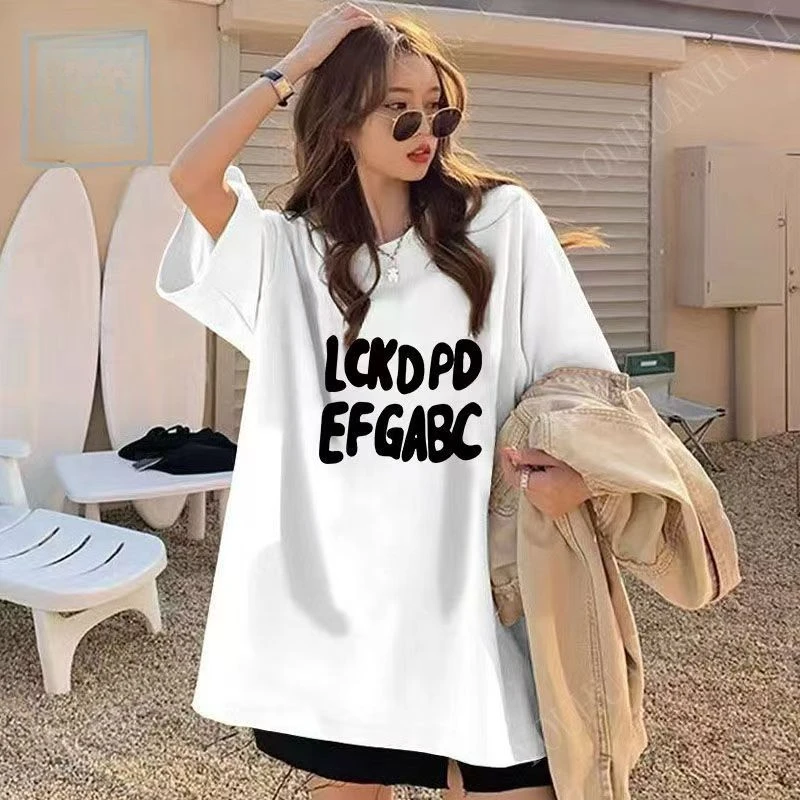 الصيف قصيرة الأكمام تي شيرت Y2K المرأة المطبوعة الصليب زوجين جديد فضفاض ومتعدد الاستخدامات نصف كم رداء علوي غير رسمي للرجال والنساء