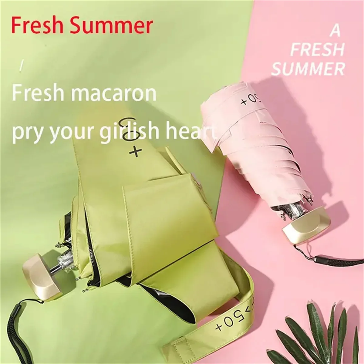 Mini-Taschenschirm, kleiner Sonnen- und Regenschirm, Vinyl-Faltschirm, UV-Schutz, Sonnenschutz, Taschenparasol, Kapselschirm – Detail 1