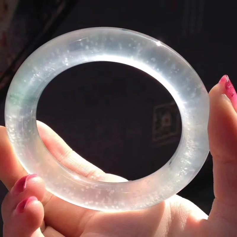 

Myanmar Jadeite Bracelet High Round Bar Bracelet Wood Style Women's Model