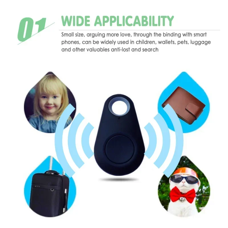 Mini Fashion Smart Dog Pets Bluetooth 4.0 GPS Tracker Anti-lost Alarm Tag Wireless Child Bag Wallet Key Finder Locator