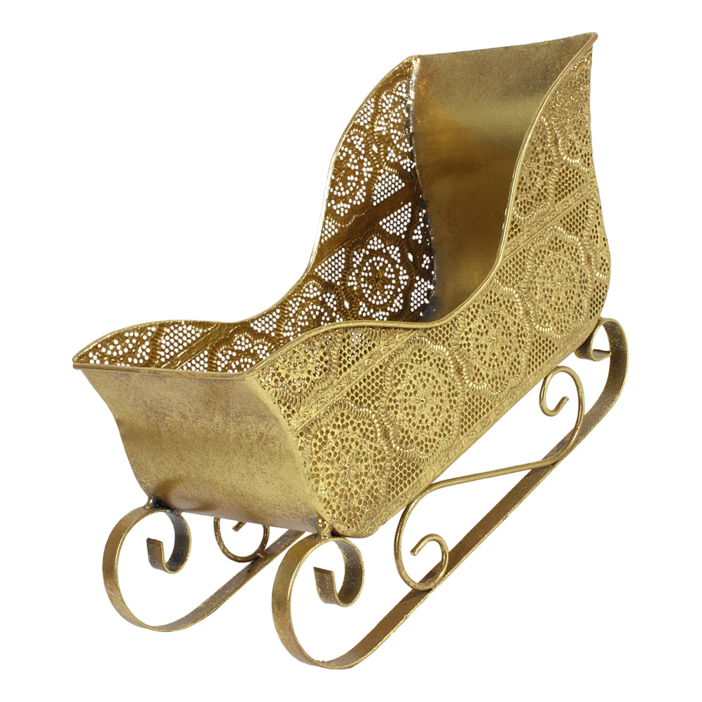 

Christmas Sleigh Metal Decoration Rustic Vintage Candy Holder Fireplace Tabletop Decoration Christmas Toy Sleigh