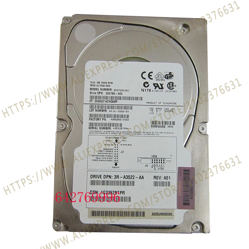 

BD0726536C 260755-002 3R-A3522-AA 72.8GB New And Original Delivery Within 24 Hours