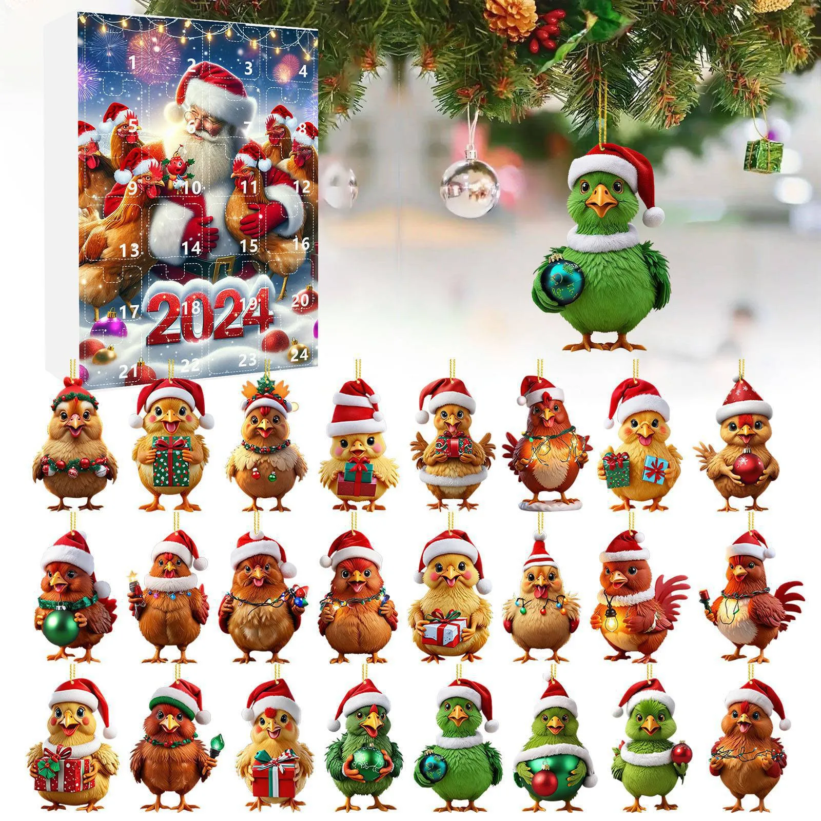 Home Decor 2024 Holiday Advent Calendar Advent Calendar Collectible 2d Funny Animal Set Commemorative Collectible Home Decor