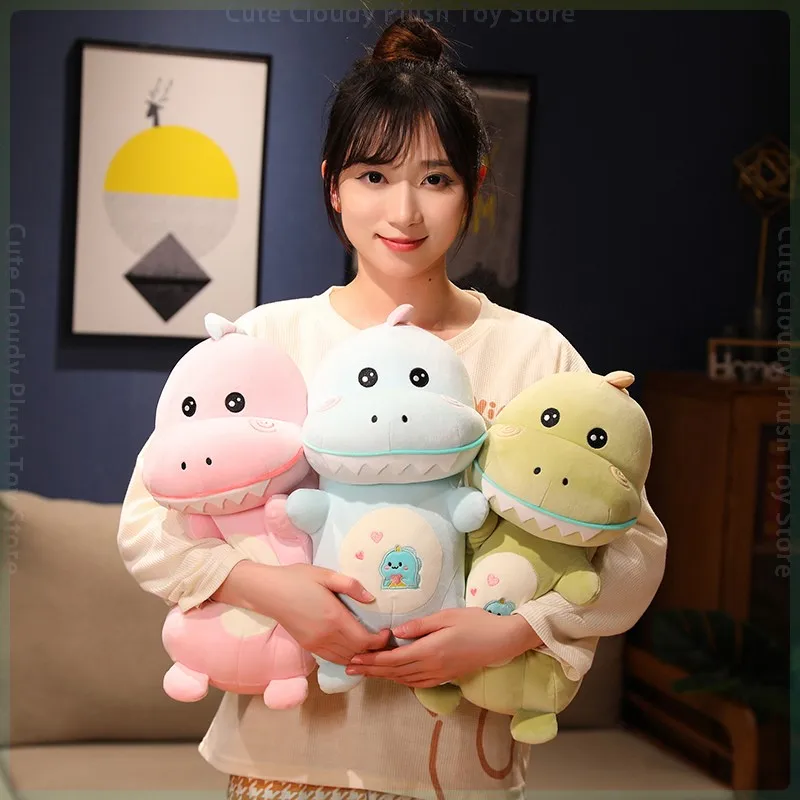 Kawaii mainan mewah dinosaurus kecil lucu lucu boneka hewan kartun 3 warna naga boneka mewah dekorasi kamar untuk hadiah Natal anak perempuan