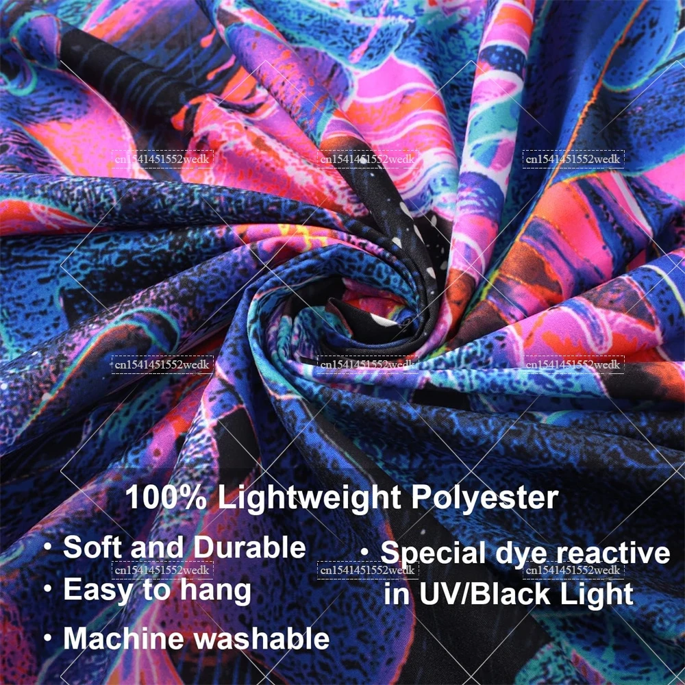 Fungo Foresta Luce Nera Arazzo Reattivo UV Incandescente Pianta Paesaggio Luce Nera Arazzi Estetici Wall Art Neon Fondali