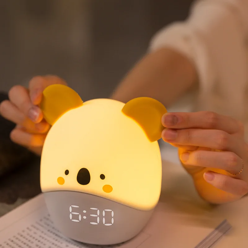 Cartoon Animal Party Alarm Clock Soft Silicone LED Smart Applet Alarm Clock Children\'s Bedside Sleep Mini Electronic Alarm Clock