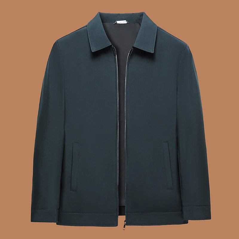 

Весенне-осенняя куртка с лацканами, мужская деловая куртка на молнии, однотонная универсальная куртка