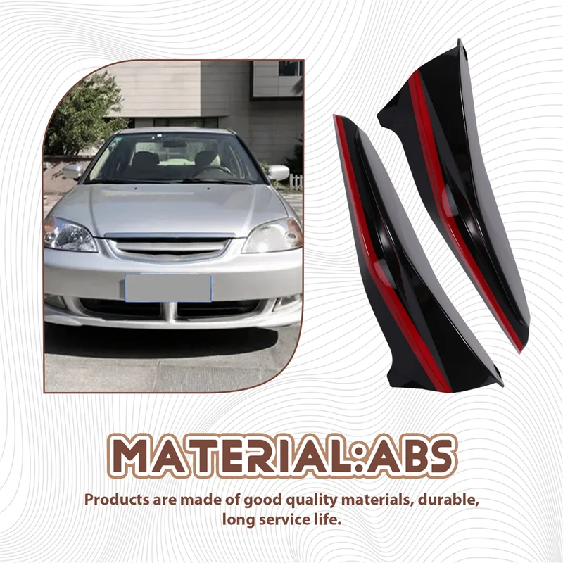 

OB-For Honda Civic 2022-2023 Front Bumper Side Corner Spoiler Splitter Guard Decor Car Parts