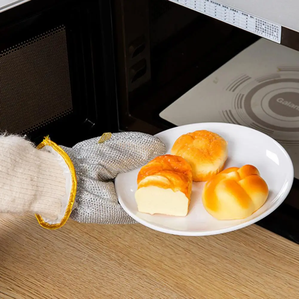 Heat-insulating Dishwashing Glove Steel Wool Bamboo Fiber Dishwashing Glove with Hanging Loop Scratch Free Pot Pan Scrubber Heat