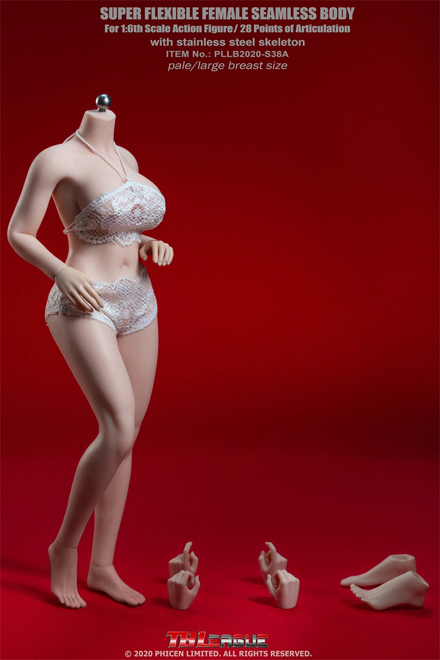 

TBLeague 1/6 PLLB2020-S38A Fatty Girl Seamless Body Large Breast Action Figure Pale Skin No Head Sculpt