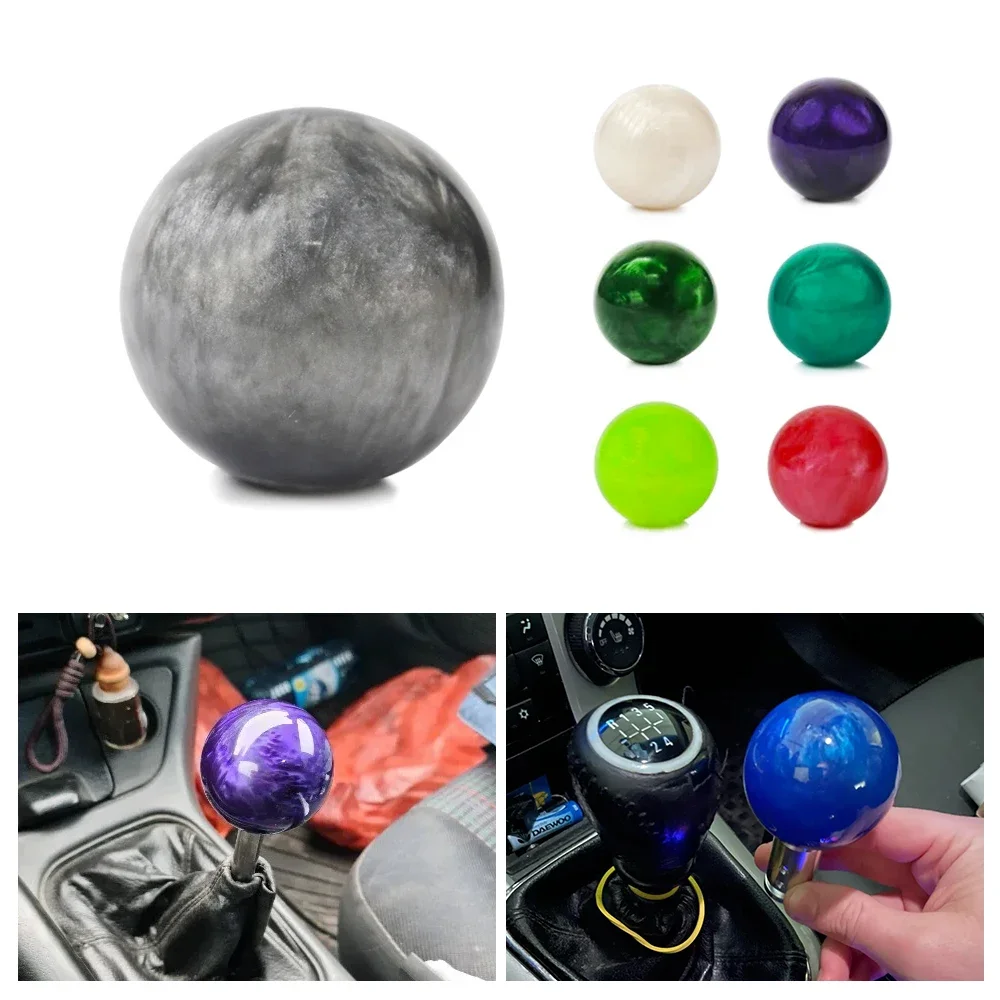 NEW Racing Marble Style Round Ball Gear Shift Knob With 3 Adapters For Most Cars Interior Accessories