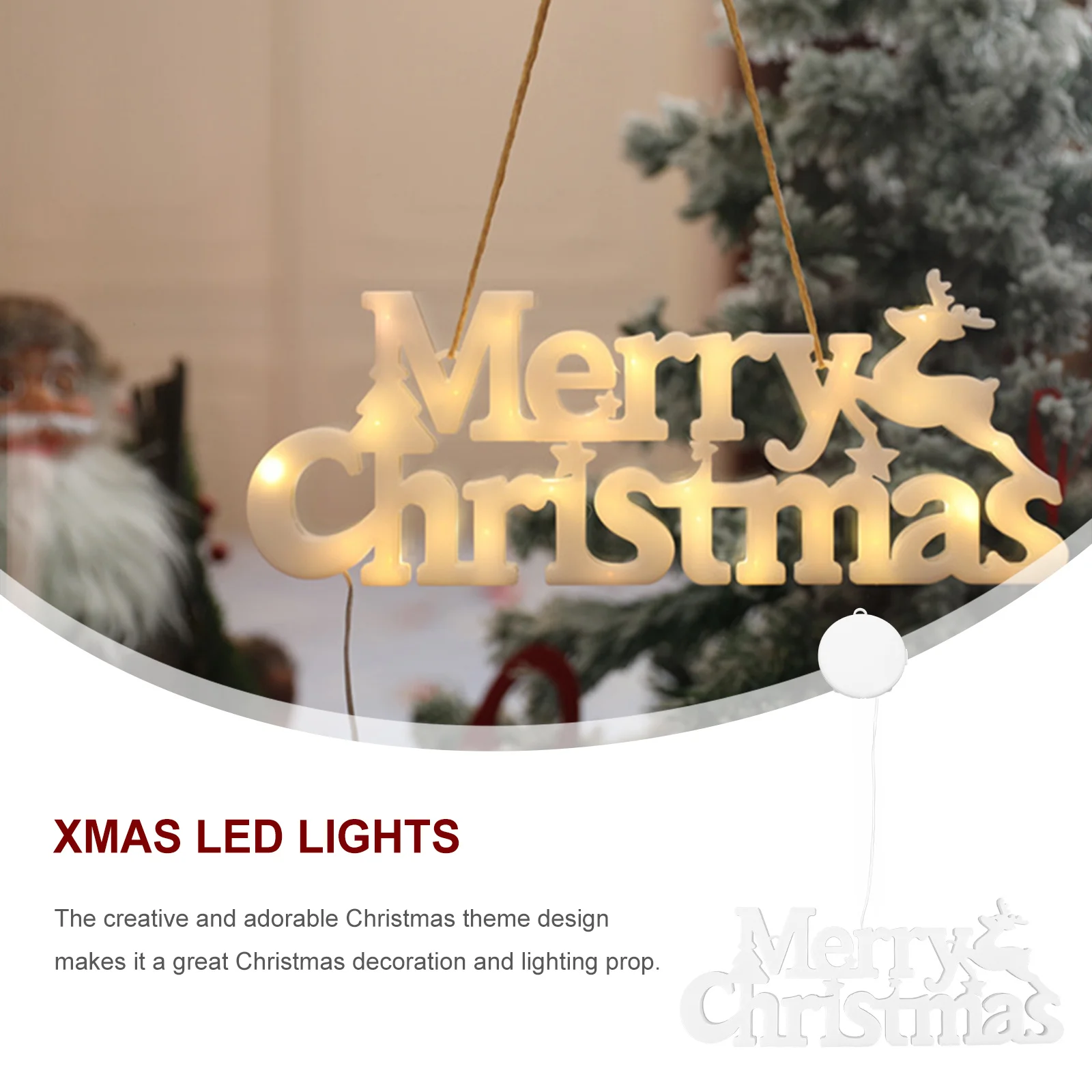 

1Pcs Christmas LED Light Merry Xmas Hanging Letter Board Decorative Garland Lamp for Home Party Garden Atmosphere