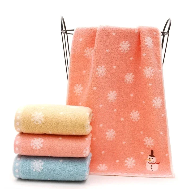 Christmas Hand Face Towel  for Kids 100% Cotton Snowman Washing Cloth  Home Towels Bathroom New Year Xmas Gift