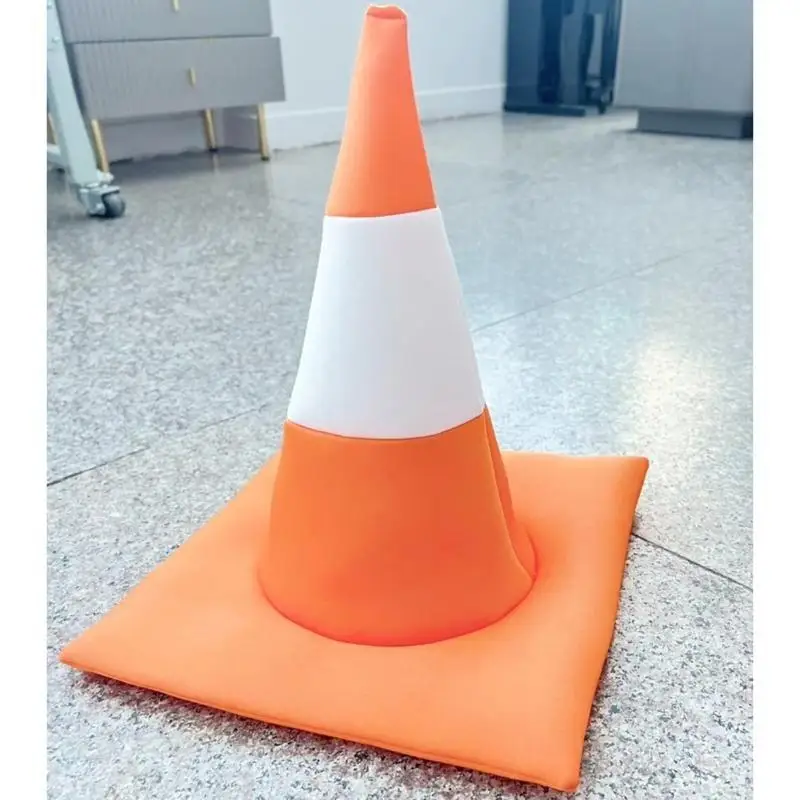 39BD Neuheit Verkehrskegel-Kopfbedeckung für Erwachsene Straßensperren für Jungen Mädchen Schöner Partyhut Festival