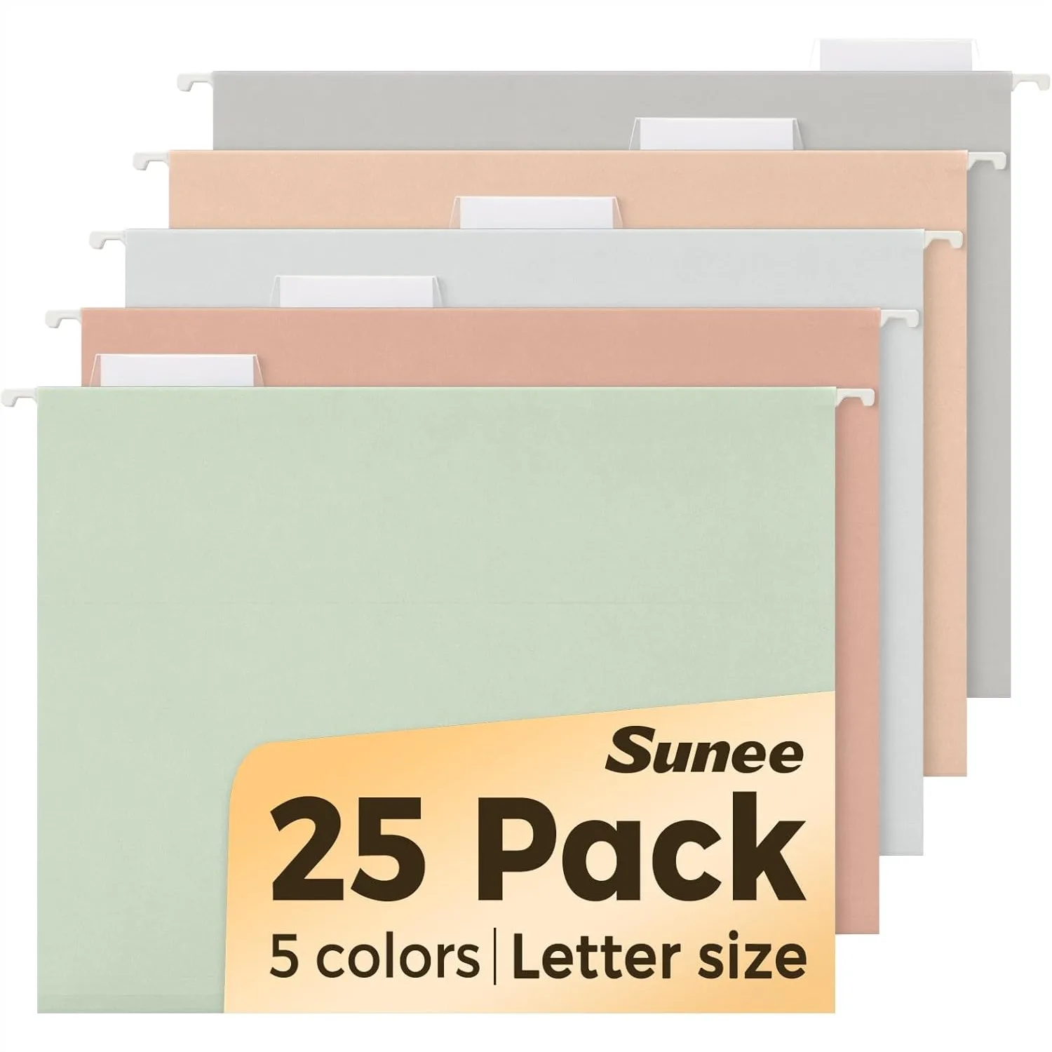 

25 Pack Hanging File Folders Letter Size with 1/5-cut Tabs, Pastel Colors for Filing Cabinets and Office Organization