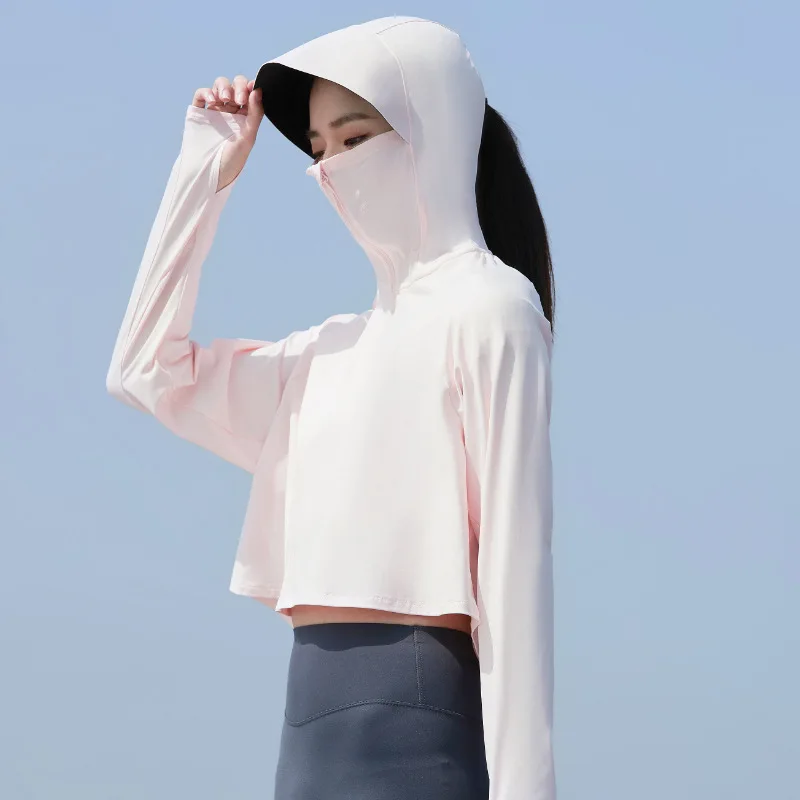 Black Rubber Brim Sun Protection Clothing for Women UV Protection Outerwear Sunshade Cycling Hooded Cape Masque Fox Mtb