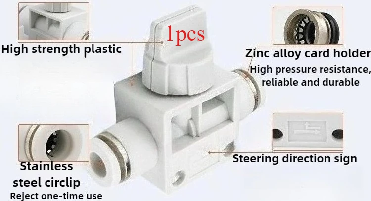 White pneumatic quick connect connector HVFF 6-12mm manual shut-off valve with pressure relief function, suitable for hose tools
