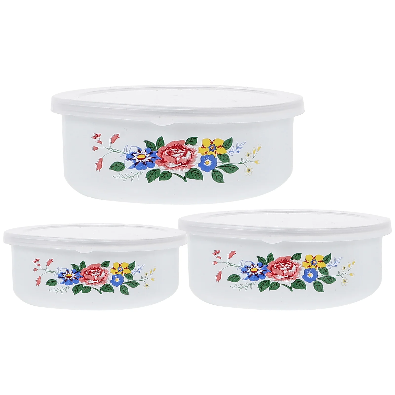 

3 Pcs Lunchbox Boxes Fresh-keeping Enamel Bowl Salad Vintage Food Appetizer Storage Bowls Mixing Office