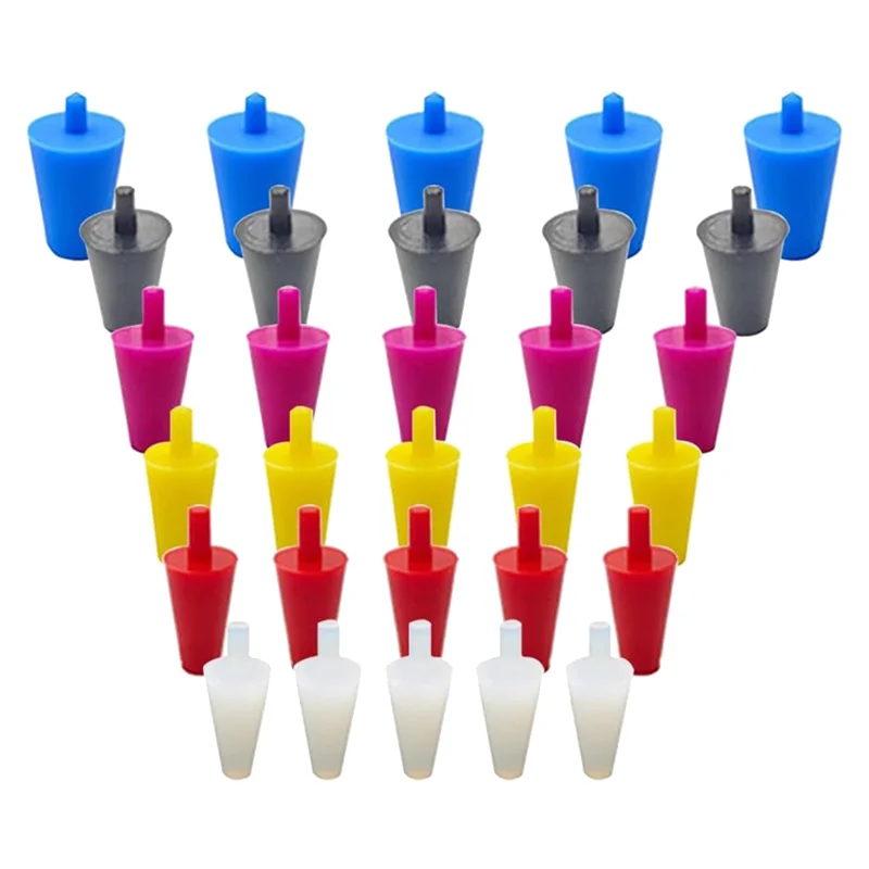 VELIF-Water Table Plug Drainage Hole Filler 60-Pack Silicone Rubber Plant Pot Drain Plug Portable AC 6 Sizes Lab Solid Tapered