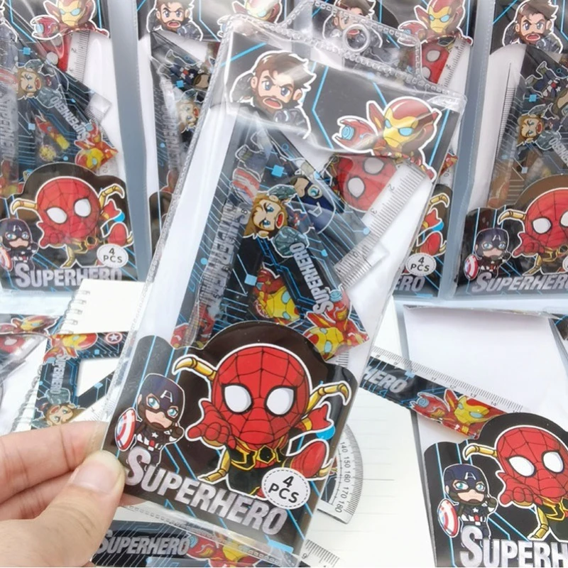 

4pcs/set Cartoon Spider Man Straight Triangle Ruler Protractor Drafting Drawing School Office Supplies Student Stationery