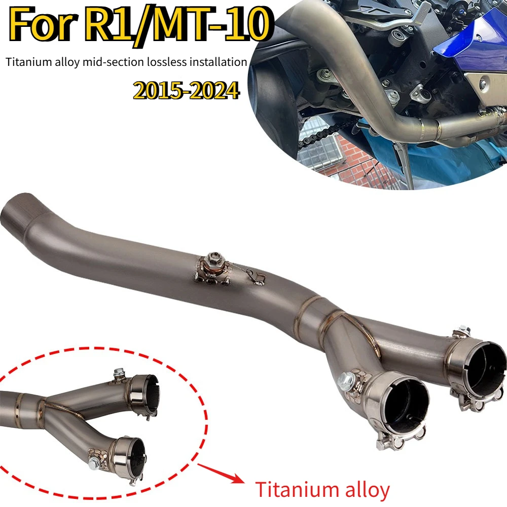 

For Yamaha YZF R1 R1M MT10 2015-2024 Motorcycle Exhaust Modified Titanium Alloy Center Pipe Connection Interface