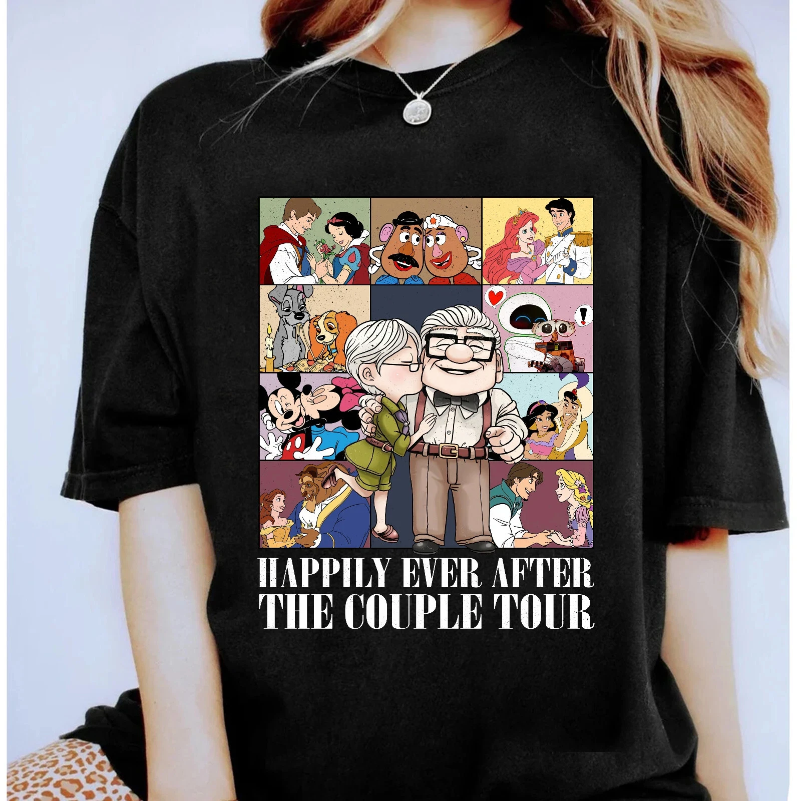 2025 Plus Size Women's Summer Cotton Short-Sleeved T-shirt Disney Anime Licensed Pattern Print Stylish Attire