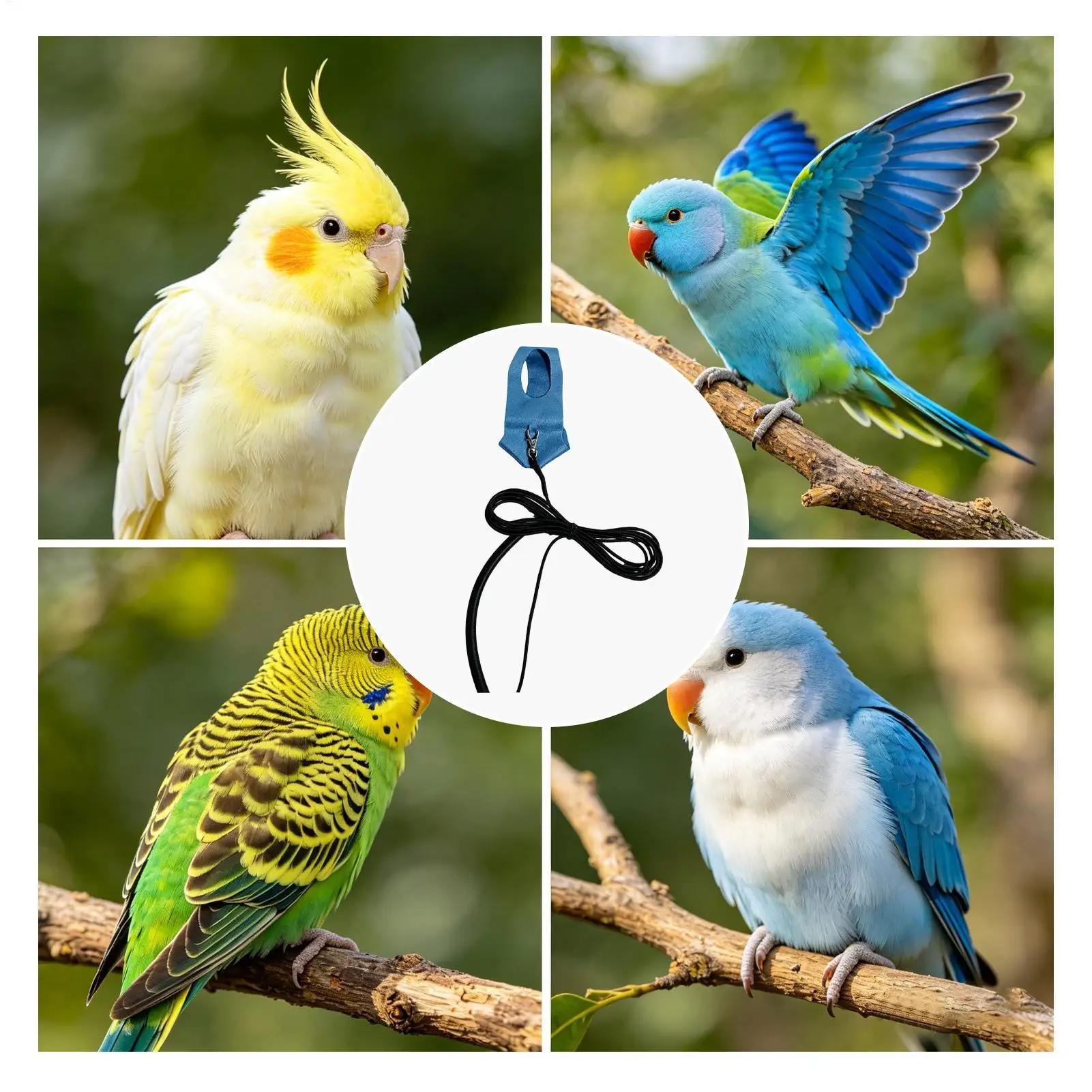 Vogelgeschirr 78,7 Zoll Papageien-Flugtrainings-Leinen-Set Verstellbares Atmungsaktives Vogelfluggeschirr für Außenvoliere-Spaziergänge – Detail 6