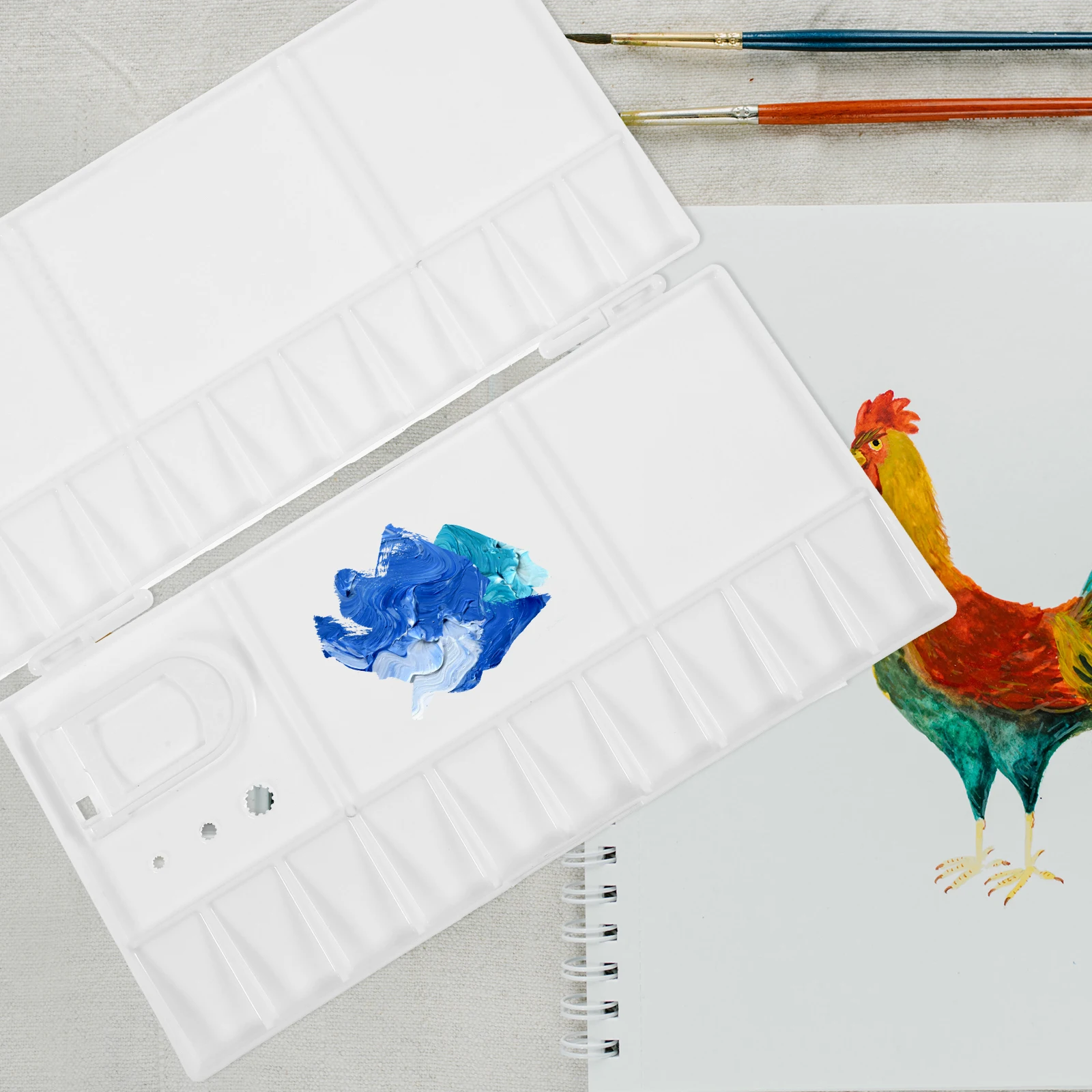 

Watercolor Palette Paint Mixing Tray Art Pigment Case Portable Color Mixing Box Student Kids Plastic Durable Painting Box Empty