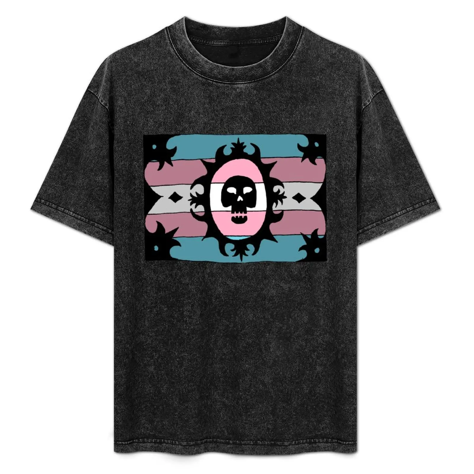 

Gothic trans pride flag T-Shirt Work Utility Casual Tee Shirt