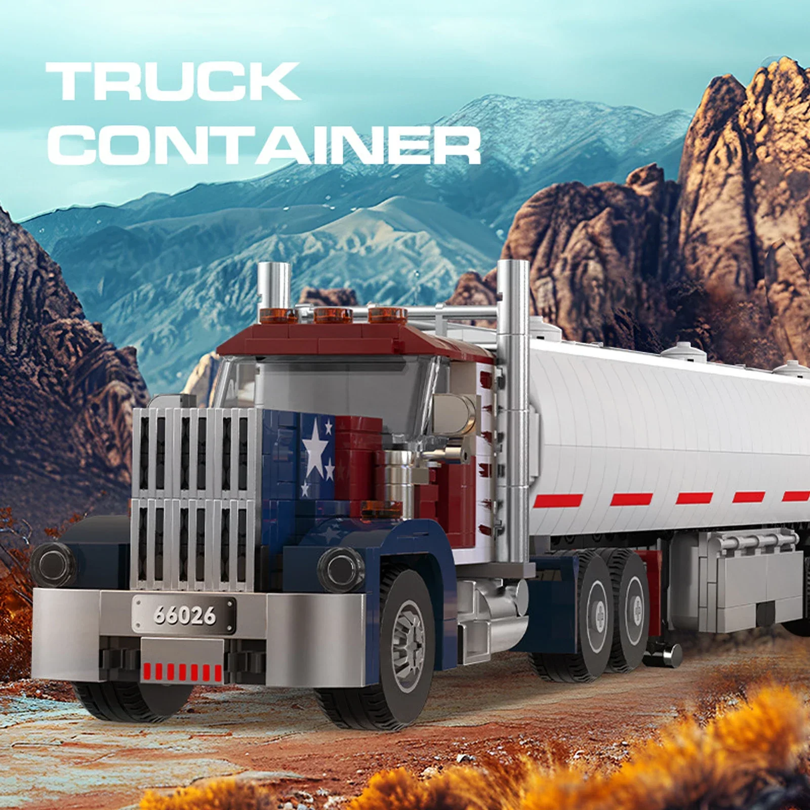 

MOC Engineering Vehicle Series American & European Truck Container Trailer Fuel Tank Building Blocks Model Toy Gift for Kids