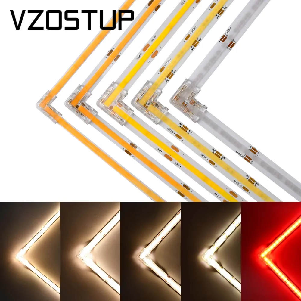 Złącze taśmy LED COB Bezszwowe złącza narożne 2/3/4pin 5/8/10mm do taśm LED CCT RGB 90 stopni w kształcie litery L