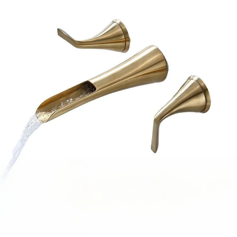 

B & B hotel all copper concealed into the wall basin faucet, pre-embedded hot and cold wall water outlet