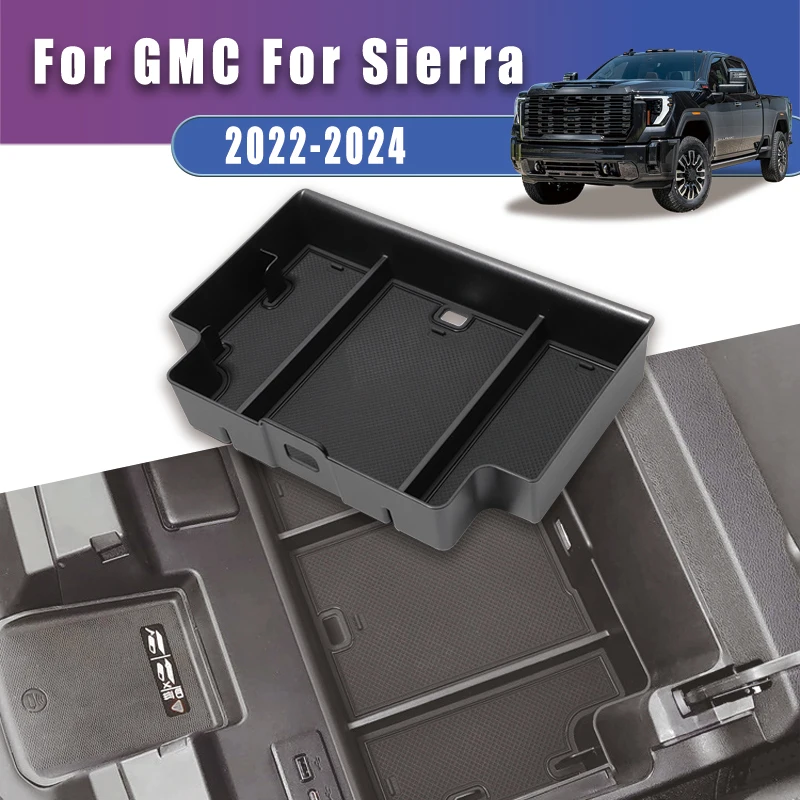 Armrest Storage Box For GMC Sierra 2022 2023 2024 Insert Anti-Rattle Anti-Noise Center Console Organizer Bin Vehicle Accessories