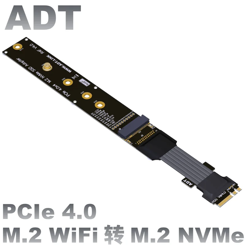 Adt-link m.2 wifi a. key o cabo de extensão de conversão de interface suporta m2 nvme pcie4.0