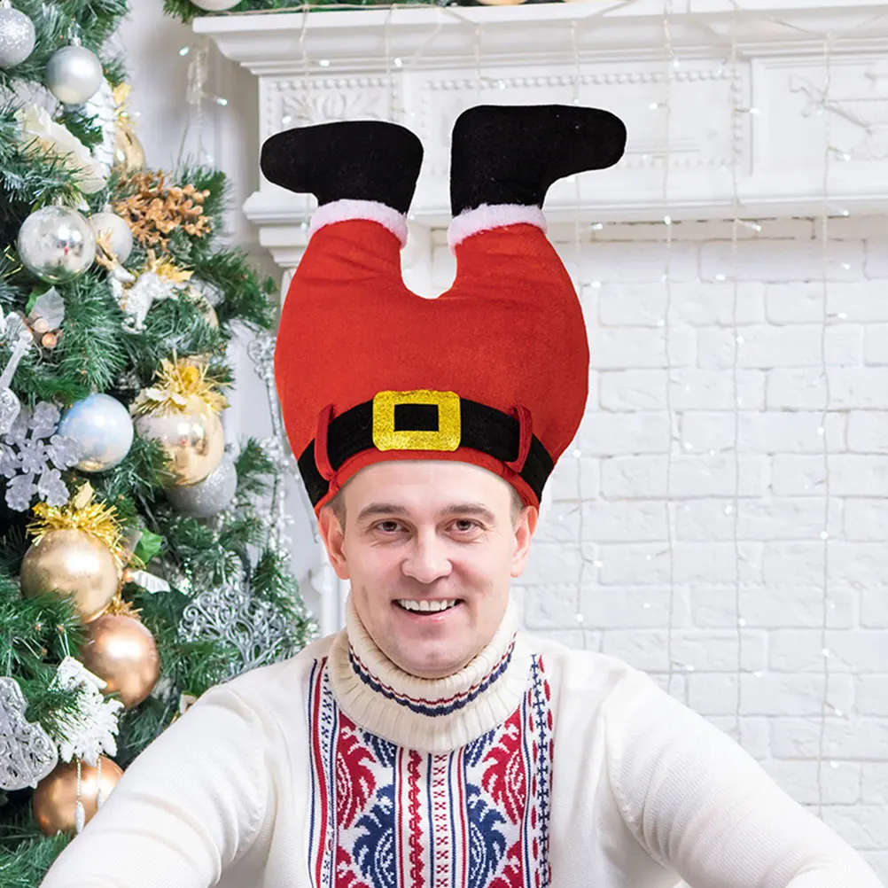 

1pc Funny Elf Leg Shaped Christmas Hat Novelty Xmas Party Cap Creative Holiday Decoration Accessory For Adults Teens Lightweight