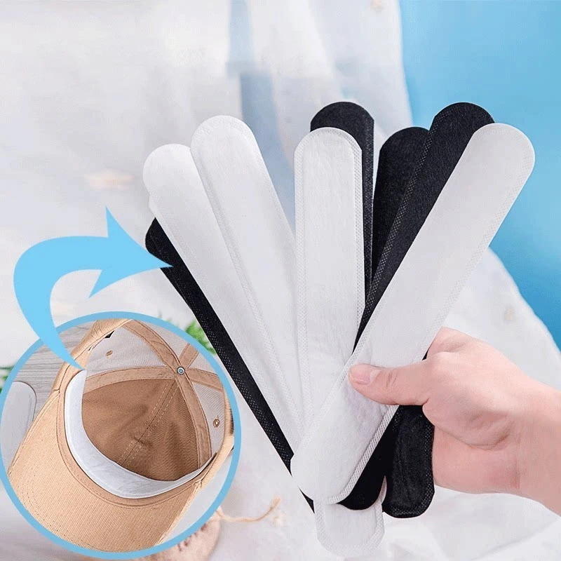 10PCS Disposable Hat Brim Stickers Shirt Collar Anti-dirty Sweat-absorbing Stickers Adjustable Hat Inner Pad Stickers Patch