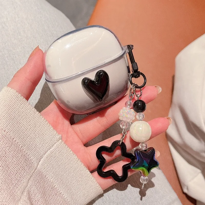 

3D Cute Heart Headphone Case For Redmi Buds 8 Lite 6 Lite Protective Cover Soft TPU Wireless Bluetooth Keyring Earphone Bags