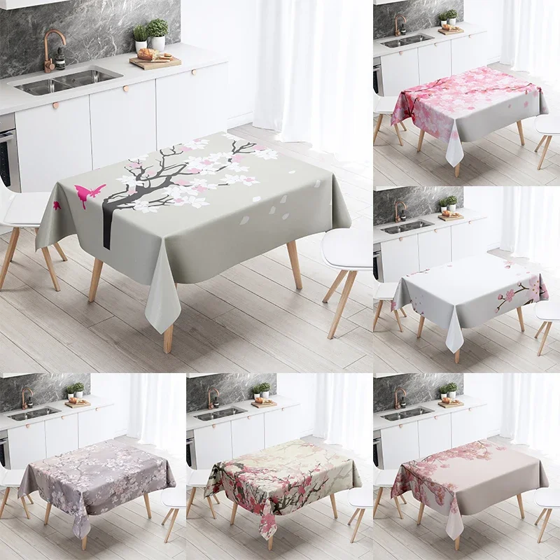 Floral Tablecloth Home Decor Stain Resistant Waterproof Table Decoration Rectangular Kitchen Fireplace Tops