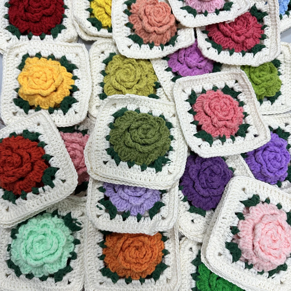 Handmade Cotton Knitting Crochet Flowers Clothes Applique T-shirt pocket DIY Bag Making Craft Scrapbooking Apparel Accessories