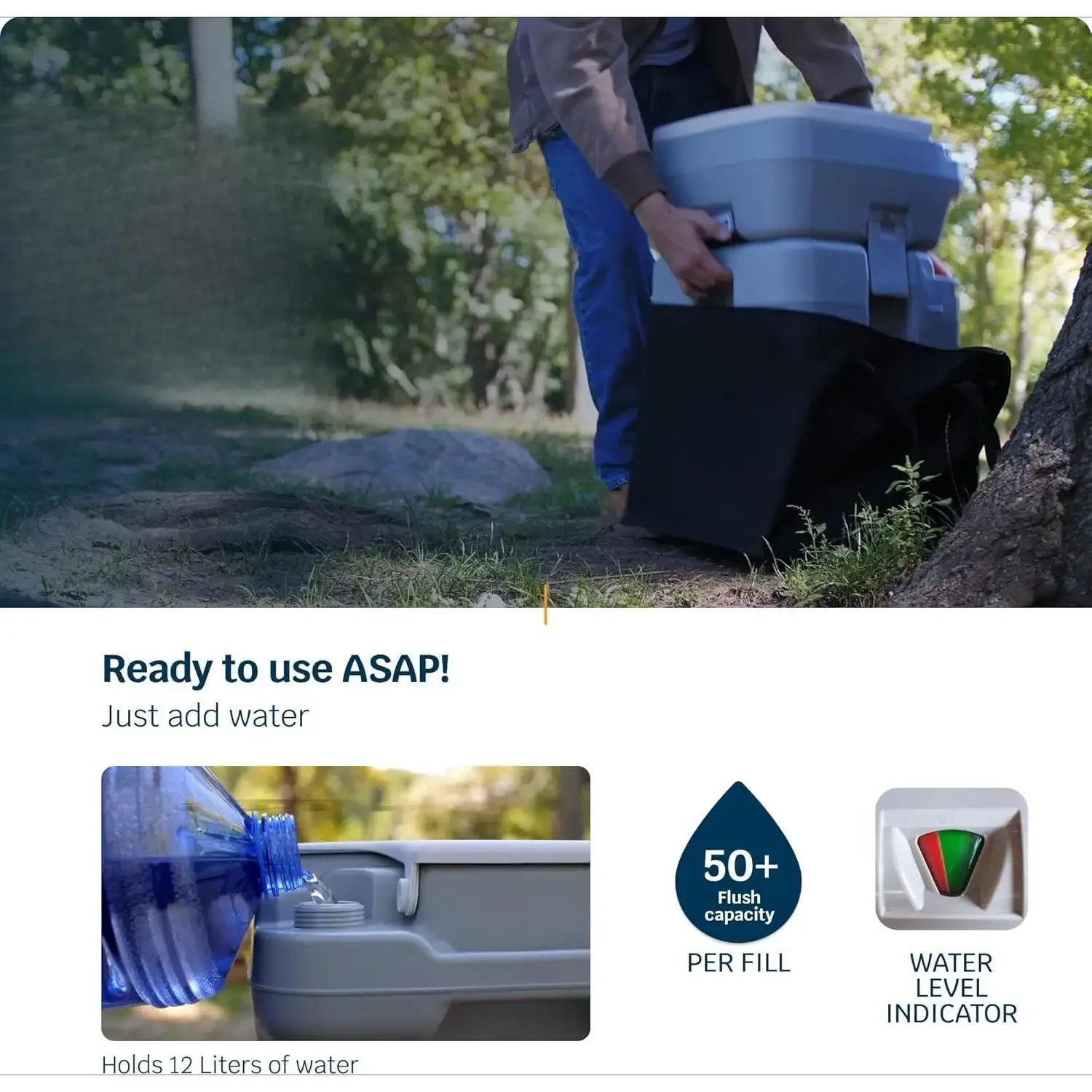 YOU-Portable Toilet – Compact Indoor & Outdoor Commode w/Travel Bag for Camping, RV, Boat – Piston Pump Flush, 5.3 Gallon